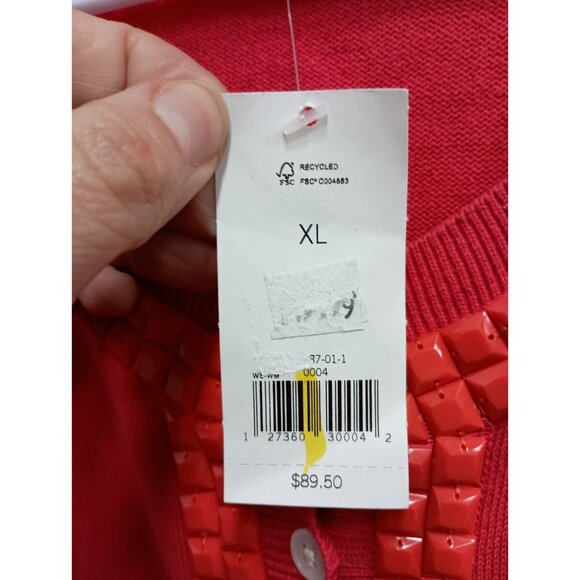 Banana Republic Cardigan Womens Size XL Pink Embellished Preppy Button Up NEW - Picture 6 of 12